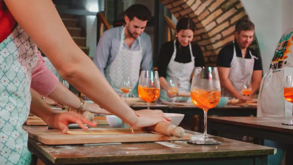 Rolling pasta and sipping spritz