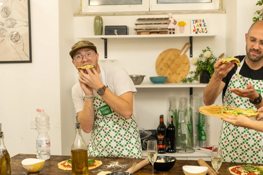 Woman preparing fresh pasta in traditional kitchen during Pizza & Tiramisu Class