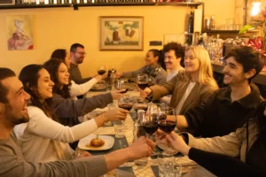 Enjoying Italian wine on a Rome Food Tour