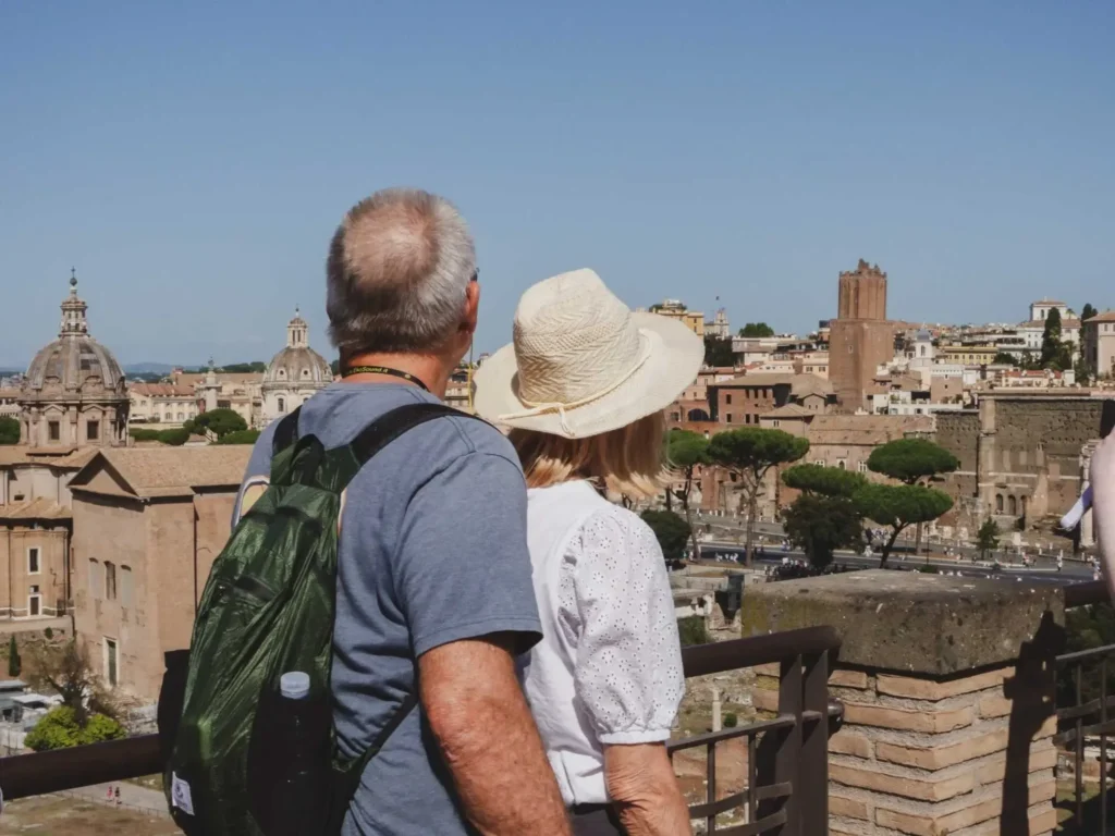 Couple celebrating Thanksgiving in Rome on a Colosseum tour
