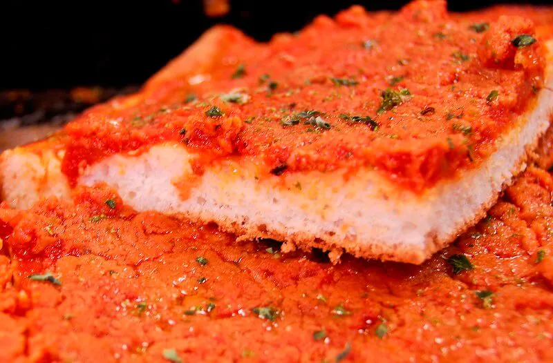 Sfincione-style pizza from Palermo, in Sicily